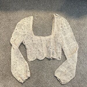 Fashion Nova Cream Lace Blouse